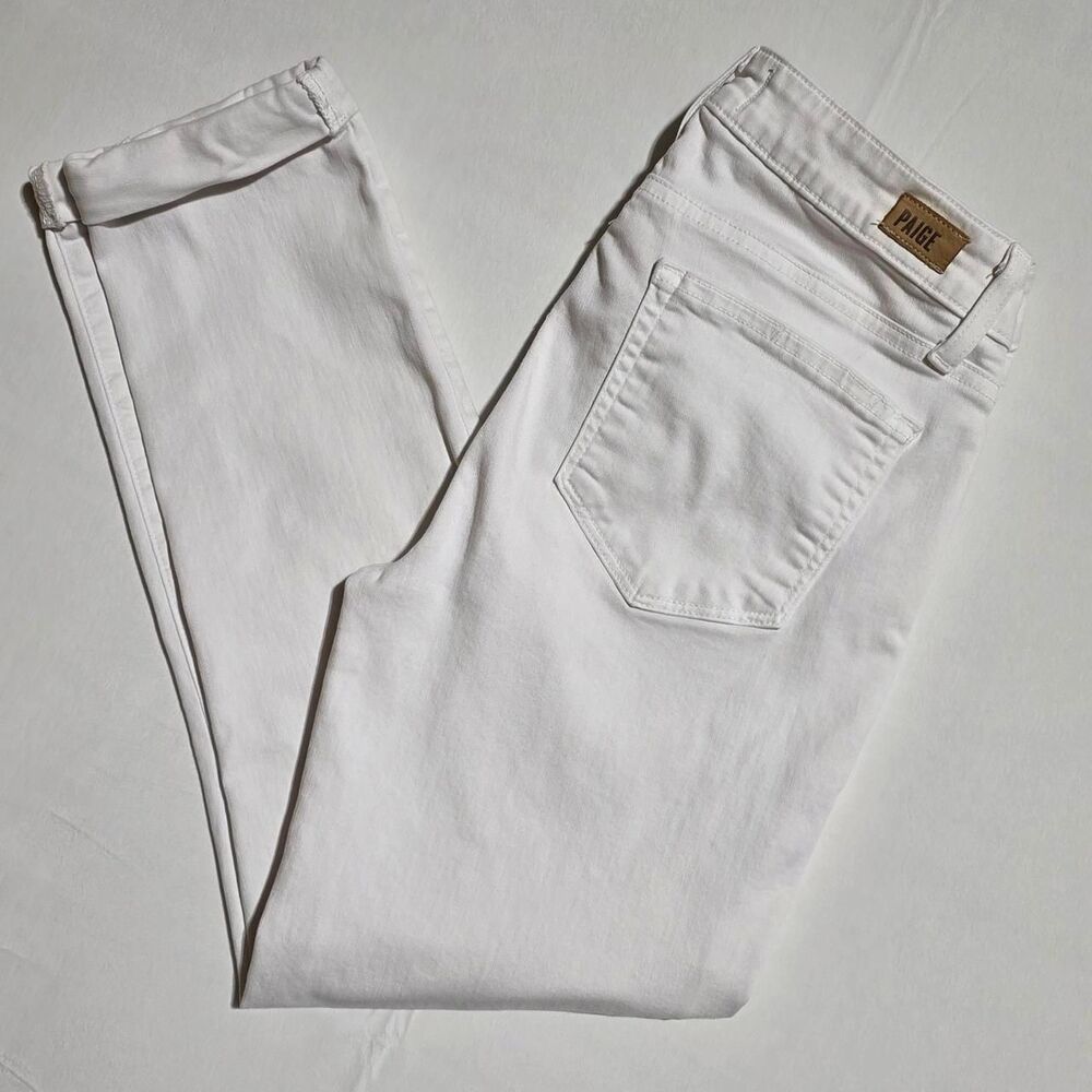 Paige Kylie Crop Jeans in optic white, cuffed ankle detail women's size 28